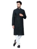 LATEST CHIKAN Men’s Cotton Regular Textured Long Kurta Full Sleeves – Casual Ethnic Wear