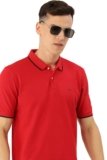 Peter England Men’s Snug Fit Solid Polo T-Shirt with Coloured Collar Tipping| Cotton Rich| Premium Pique Weave