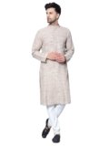 LATEST CHIKAN Men’s Cotton Regular Textured Long Kurta Full Sleeves – Casual Ethnic Wear
