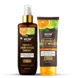 WOW Skin Science Vitamin C Face Wash Tube with Vitamin C Mist Toner Combo – Net Vol 300mL
