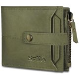 Spiffy Olive Green Genuine Leather Wallet for Men Leather Original Stylish Latest, Detachable Card Holder Wallet, RFID Protected