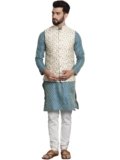 SOJANYA (Since 1958:Men’s Ethnic Motifs Woven Design Silk Blend Kurta With Pyjamas & Nehru Jacket