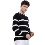 Terby Men Striped Flat Knit Polo T-Shirt Pack-1 Knitted Polo T Shirt Knit Cotton Blend Regular Fit Short Sleeve Polo Neck Standard Length Neck