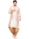 Over Crowd Men Ethnic Gold Leaves 100% pure Jacquard Kurta & Aladdin salwar special for Lohri & New Year, In Panjabi Style
