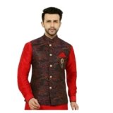 N.B.F Fashion Men Ethnic Wear Red Sleeveless Modi Jackets Waistcoats