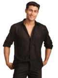 VASTRAMAY Men Men’s Black Georgette Ethnic Shirt
