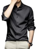 CVC Men Poly Satin Silk Shirt Regular Fit Full Sleeve.