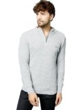Kvetoo Men High Neck Zipper Full Sleeve Woolen Winter Sweater