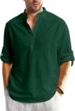 Bellstone Men’s Cotton Blend Solid Regular Fit Kurta (KURTA1600_Dark Green_Small