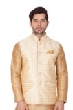 VASTRAMAY Men’s Black Cotton Silk Blend Ethnic Jacket