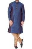 VASTRAMAY VM Mens Silk Blend Egyptian Kurta Pyjama Set – Classic Ethnic Attire for Timeless Style and Cultural Celebrations | Jacquard Woven Zari work with shimmer piping full sleeves Kurta