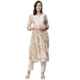 RATAN Women’s Rayon Printed Anarkali Lucknowi Chikankari Ethnic Wear Kurta