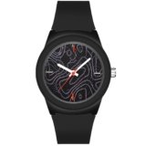 Acnos Black Grey Men’s Silicone Strap Analog Wrist Watch Modern with White Black Dial