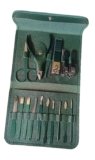 Taxila 16 in 1 Manicure Kit Stainless Steel Pedicure Kit Nail Care Tools Toenail Clippers with Luxury Leather Bag (Green)