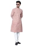LATEST CHIKAN Men’s Cotton Regular Textured Long Kurta Full Sleeves – Casual Ethnic Wear
