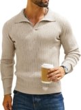 DENIMHOLIC Men’s Cotton Full Sleeve Collar Polo Sweater for Men, Rib Knitted Sweaters for Men Winter,