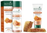 Biotique Honey Water Pore Tightening Toner, 120ml & Biotique Bio Honey Gel Face Wash for All Skin Types, 100ml