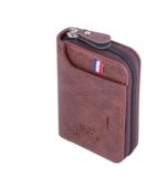 Unisex Genuine Leather Wallet with Zipper | RFID Blocking Card Holder Zipper Wallet (Brown)