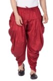 VASTRAMAY Men’s Regular Fit Mid Rise Cotton Blend Dhoti || Cotton Silk Cowl Pattern Patiala Style Dhoti Regular Pant With Uniform Chunnar (Drapes) || Ethnic Wear For Festivals, Weddings