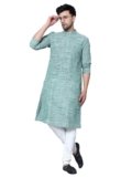 LATEST CHIKAN Men’s Cotton Regular Textured Long Kurta Full Sleeves – Casual Ethnic Wear