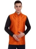 SKAVIJ Mens Embellished Ethnic Wear Nehru Jacket Floral Printed Formal Waistcoat Regular Fit