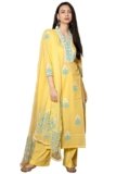 GoSriKi Women’s Cotton Blend Straight Hand Block Printed Kurta with Pant & Dupatta