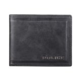 POLICE Men’s Metal Bi-Fold Coin Wallet | Leather Purse with 4 Card Slot, 2 Currency Compartment, 2 Slip-in Pockets, 1 Coin Pocket – Black