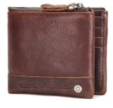 Contacts Men’s Genuine Leather Wallet | RFID Blocking Wallet for Men| 14 Card Slots, 1 Zip Closure Currency Compartment (Choco Brown)