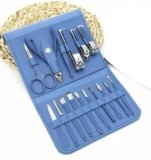 Taxila 16 in 1 Manicure Kit Stainless Steel Pedicure Kit Nail Care Tools Toenail Clippers with Luxury Leather Bag (Blue)
