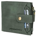 amazon basics Leather Wallet | 7 Card Slots | Best      1 Zipper Compartment | for Men (Olive Green)