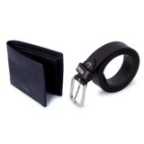 Red Tape Genuine Leather Wallet & Belt Combo Gift Set for Men