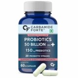 Carbamide Forte Probiotics Supplement 50 Billion CFU | Gut Health Supplements with Probiotic | Gut Cleanse with Prebiotics and Probiotics | Lactobacillus Reuteri | L Reuteri Probiotics Supplement for Gut Health – 60 Veg Capsules