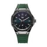 Fastrack Silicone Vyb Rebel Quartz Analog Green Dial Dark Green Silicon Strap Watch For Men-Fv30008Np02W, Dial Color:Black