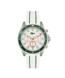 Lacoste Mainsail Qtz Fashion Chrono White Round Dial Men’s Watch|White Silicone Material|Multi Color Band – 2011362