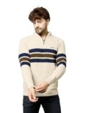 Kvetoo Men High Neck Zip Full Sleeve Woolen Winter Sweater