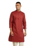 Amazon Brand – Symbol Men’s Cotton Solid Long Kurta (Regular Fit)