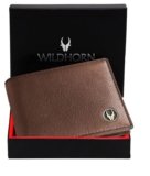 WildHorn RFID Protected Leather Wallet for Men I 2 Currency Compartment I 6 Card Slots I 1 Coin Pocket (Walnut)