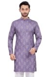 Studio Shringaar Men’s Cotton Blend Relaxed Fit Ikat Printed Knee Length Kurta