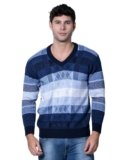 MONT CONNETT Men’s Woolen V-Neck Printed Design Pullover Heavy Rainbow Fabric Winter Wear Pure Wool Sweaters for Men Fully Warm Pullover Free Size