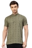 Majestic Man Men Slim Fit Ethnic Motifs Cotton Printed Half Sleeve Short Kurta