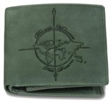 URBAN FOREST Atlas Vintage Green World Map Leather Wallet for Men