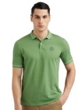 Peter England Men’s Regular Fit Branded Insignia Half Sleeve Polo T-Shirt | Cotton Rich | Premium Pique Weave