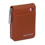 Storite PU Leather 9 Slot Vertical Credit Debit Card Holder Money Wallet Zipper Coin Purse for Men Women – Lightbrown (11.5 x 1.75 x 8 cm)