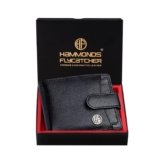 HAMMONDS FLYCATCHER Men Hammond’s Flycatcher Genuine Leather Wallet – RFID Protected Leather Purse – 5 Card Slots, Coin & Hidden Pockets, Metal Snap Button – Black
