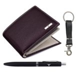 URBAN FOREST Kenny Brown/Sand Leather Wallet, Black Pen & Keychain Combo Gift Set for Men