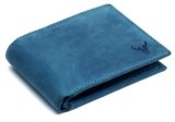 NAPA HIDE Blue Leather Wallet for Men I Handcrafted I 4 Credit/Debit Card Slots I 2 Currency Compartments I 1 Transparent ID Window