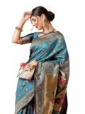 EthnicJunction Women’s Paithani Silk Blend Woven Saree With Blouse Piece
