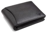 NAPA HIDE Black Leather Wallet for Men I 2 Secret Compartments I 6 Credit/Debit Card Slots I 2 Currency Compartments I 3 Transparent ID Windows I 1 Coin & Zip Pocket