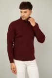 Kvetoo Men High Neck Zipper Full Sleeve Woolen Winter Sweater